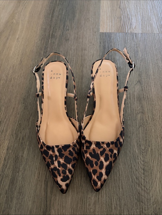 a new day Shoes - a new day Leopard-Print Pointed Toe Slingback Heels - Black & Brown